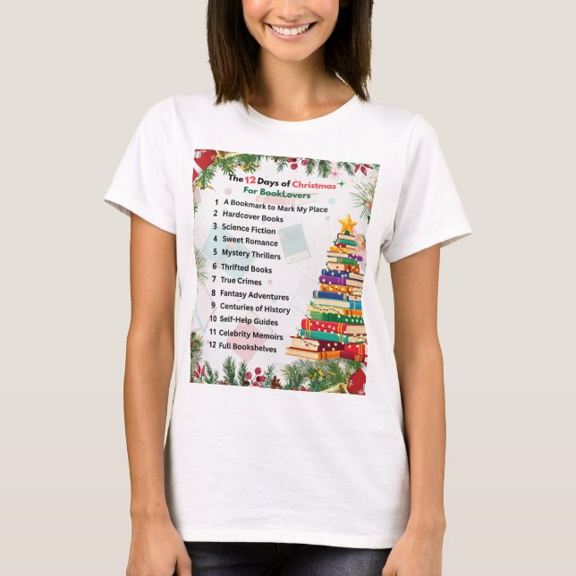 Camiseta dos 12 Dias de Natal | Presente Literário (Frente)