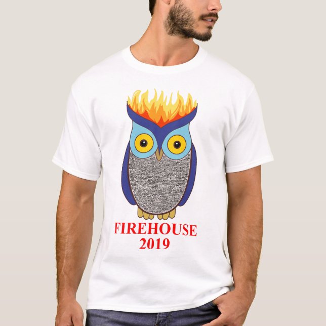 Camiseta Dos homens azuis da coruja de FH o T (Frente)
