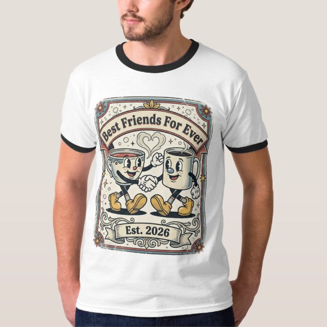 Camiseta dos melhores amigos de desenho para sempr (Frente)