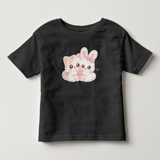 Camiseta dos Melhores Amigos Gatinho e Coelhinho K (Frente)