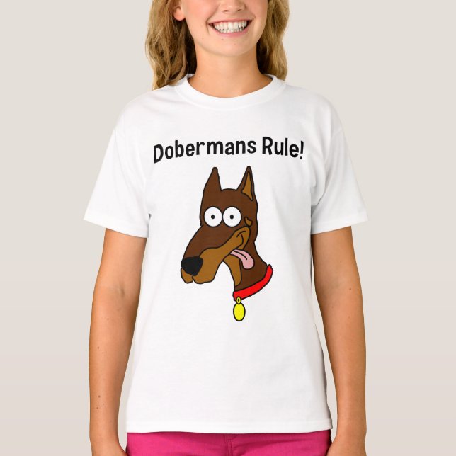Camiseta Dos "regra Dobermans!" Campainha vermelha T das (Frente)
