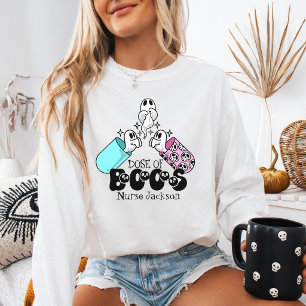 Camiseta Dose de Boos Enfermeira Personalizada Halloween En