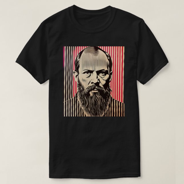 Camiseta Dostoievski no estilo de ilusão óptica BAUHAUS (Frente do Design)