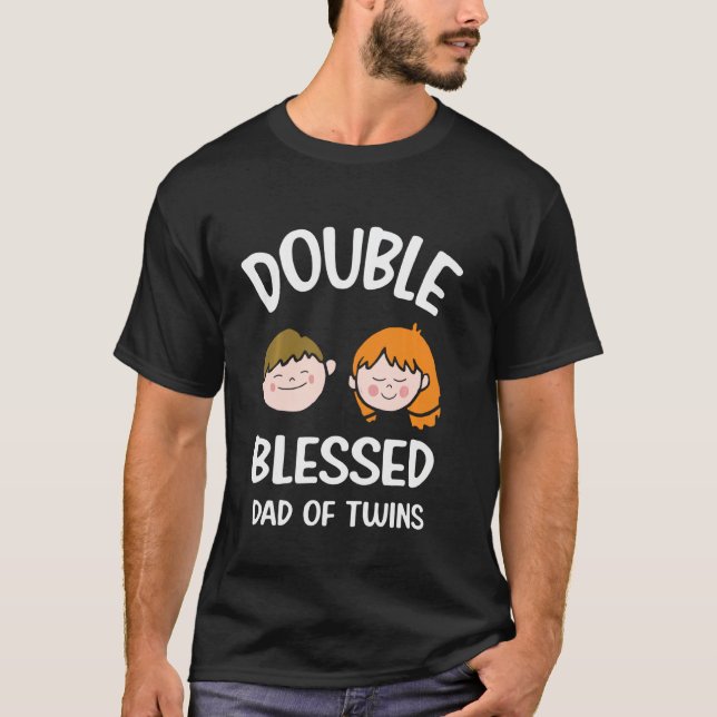 Camiseta Double Blessed dad of Twins Long Sleeve (Frente)