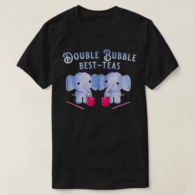 Camiseta Double Boba Bubble Tea Cute Kawaii BFF  (Frente do Design)