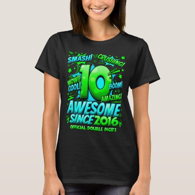 Camiseta Double Digits 10 Year Old Boys 10th Birthday Boy  (Frente)