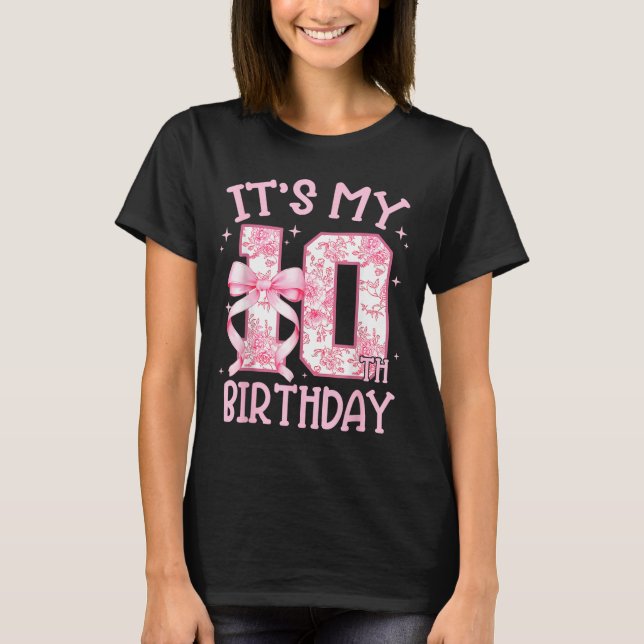 Camiseta Double Digits Birthday Girl 10th Birthday Coquette (Frente)