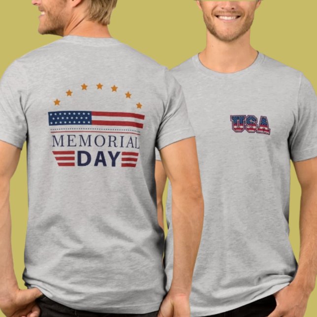 Camiseta Double-Sided USA Memorial Day Patriotic (Criador carregado)