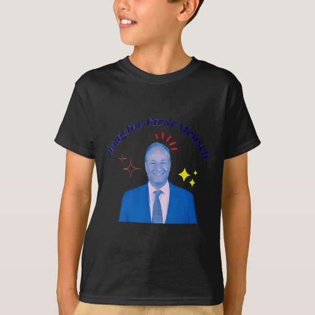 Camiseta Doug Para Primeiro Mensch Yiddish Kamala Harris Vo (Frente)