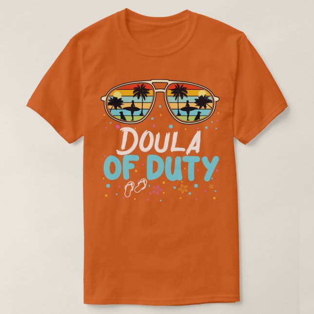Camiseta Doula Dever com Sunglass Engraçado Parteira Nascer (Frente do Design)