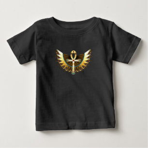 Camiseta Dourada Ankh com Asas