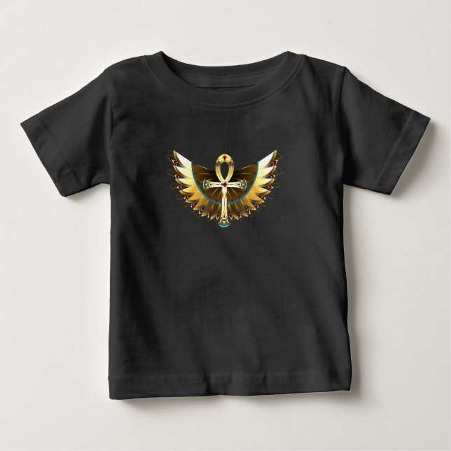 Camiseta Dourada Ankh com Asas (Frente)