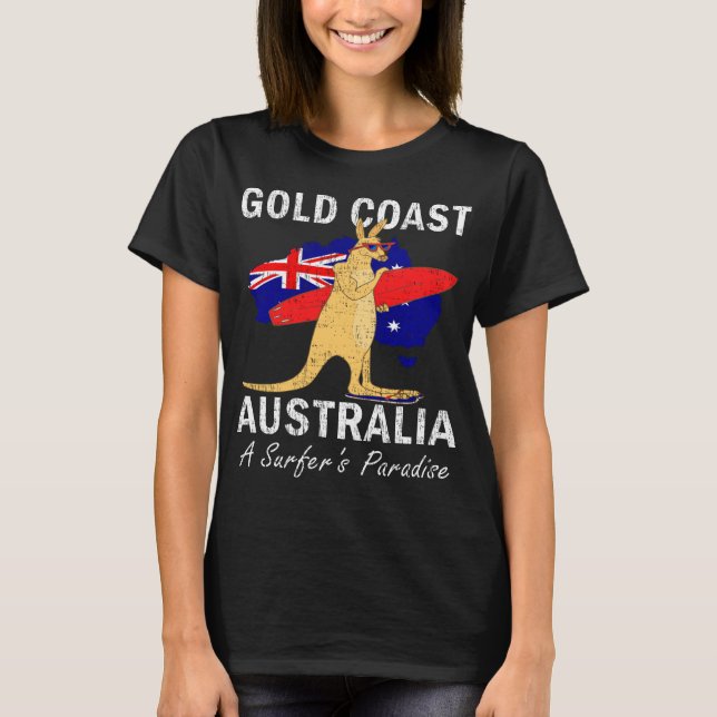 Camiseta Dourada Costa Austrália Paraíso de Surfista (Frente)