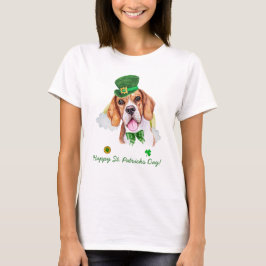 Camiseta Dourada de Beagle Engraçada. Dia dos Patricões