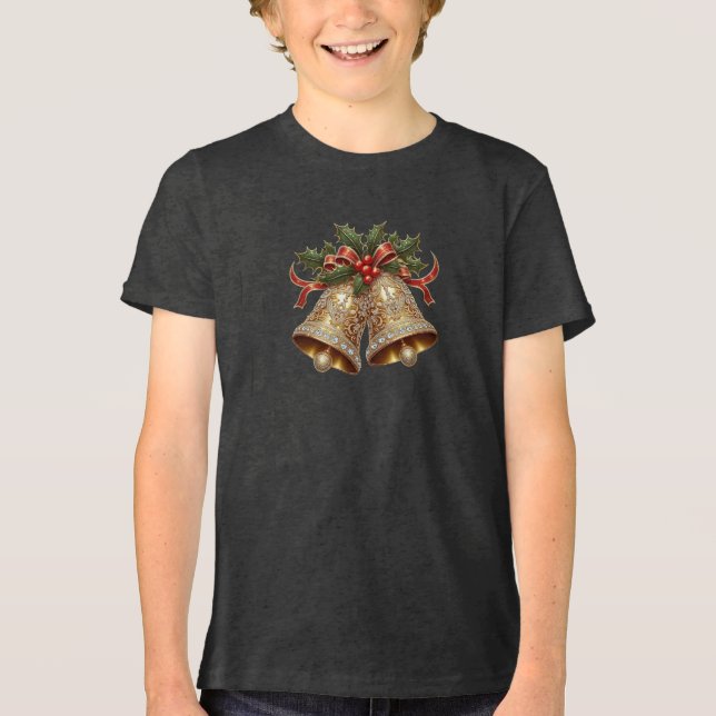Camiseta Dourada de Natal Meninos T-Shirt (Frente)