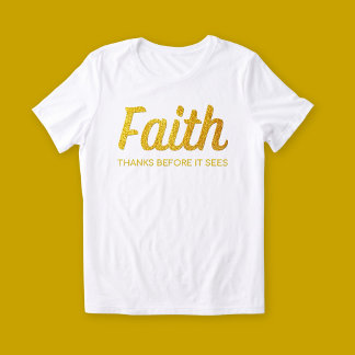 Camiseta Dourada fé - Gratidão Cristão Inspirador