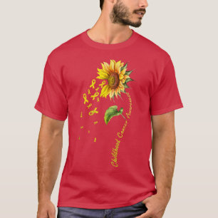 Camiseta Dourada Fita de Girassol Sensibilização para o Can