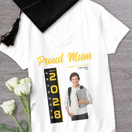 Camiseta Dourada Mãe Orgulhosa de Foto de Graduação Preta M