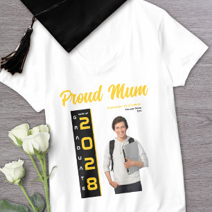 Camiseta Dourada Mãe Orgulhosa de Foto de Graduação Preta M