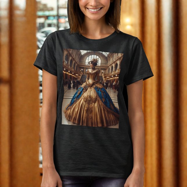 Camiseta Dourada Princesa Steampunk Victorian Industrial (Criador carregado)