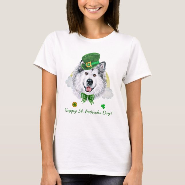 Camiseta Dourada Rua Engraçado Malamute, Dia dos Patrícios (Frente)