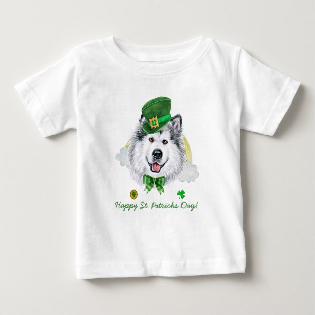 Camiseta Dourada Rua Engraçado Malamute, Dia dos Patrícios (Frente)