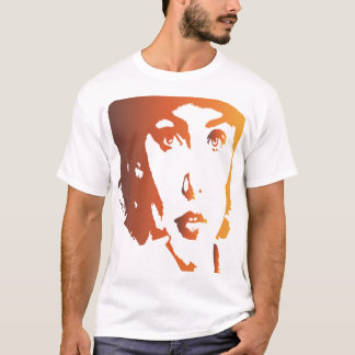 Camiseta Dourada silhueta uma mulher vestindo um chapéu