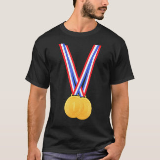Camiseta Douradas Medalhas Engraçadas Por Vencedores E Camp