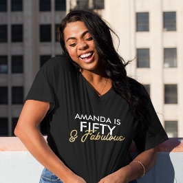 Camiseta Dourado 50º e Fabuloso Presente de Aniversário Mod