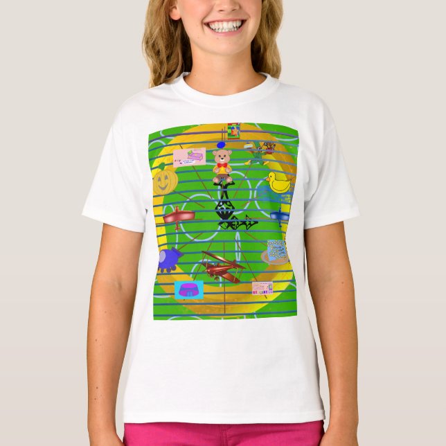 Camiseta Dourado Anel Bowtie Urso de Teddy Geométrico (Frente)