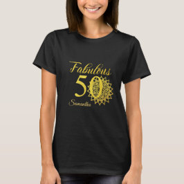 Camiseta Dourado brilhante Preto Fabuloso 50º aniversário