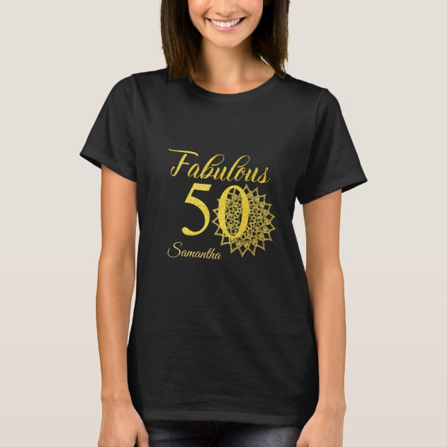 Camiseta Dourado brilhante Preto Fabuloso 50º aniversário (Frente)
