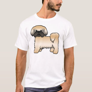 Camiseta Dourado com a máscara negra Shih Tzu Cute Cartoon