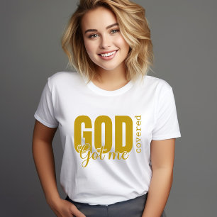 Camiseta Dourado Deus Me Cobriu - Cristão de Fé
