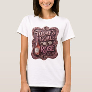 Camiseta Dourado Divertido META DE HOJE BEBER ROSÉ