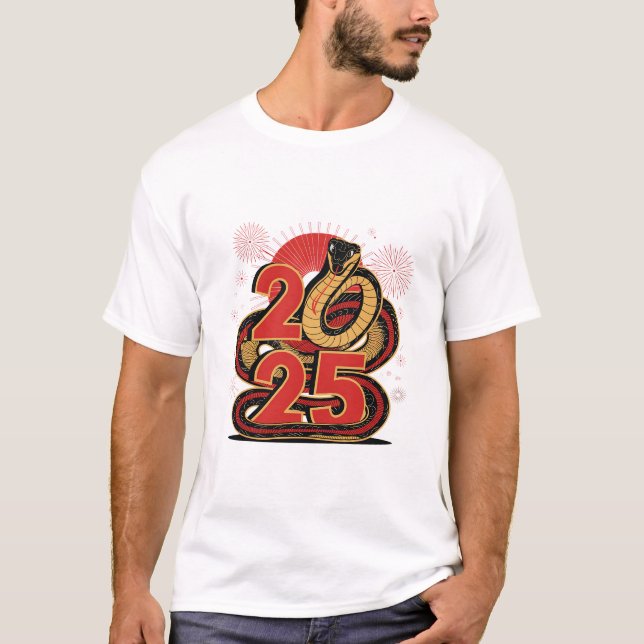 Camiseta Dourado E Feliz Ano Novo Do Cobra (Frente)