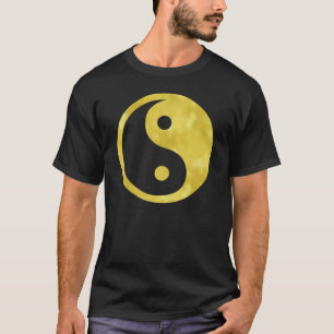 Camiseta Dourado Falso Branco Falso Metálico Yin Yang Taoi