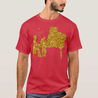 Camiseta Dourado Glitter Stars piano