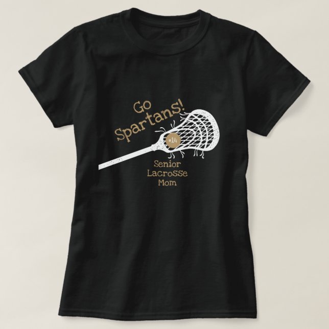 Camiseta Dourado Go Team Lacrosse Mãe (Frente do Design)