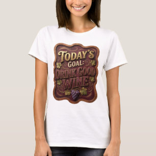 Camiseta Dourado Marcante O OBJETIVO DE HOJE BEBER VINHO BO