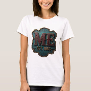 Camiseta Dourado Moderno EU FUN 1983 Design Gráfico