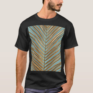 Camiseta Dourado Pintado Padrão de Palma Tropical