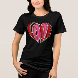Camiseta Dourado rosa e vermelho "Amor"