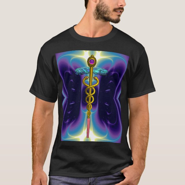 CAMISETA DOURADO SÍMBOLO MÉDICO DO CADUEUS (Frente)
