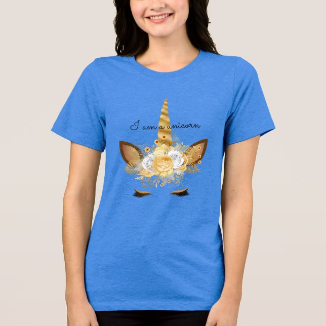 Camiseta Dourado Unicórnio Floral (Frente)