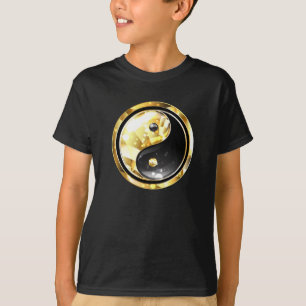 Camiseta Dourado Yin Yang a preto