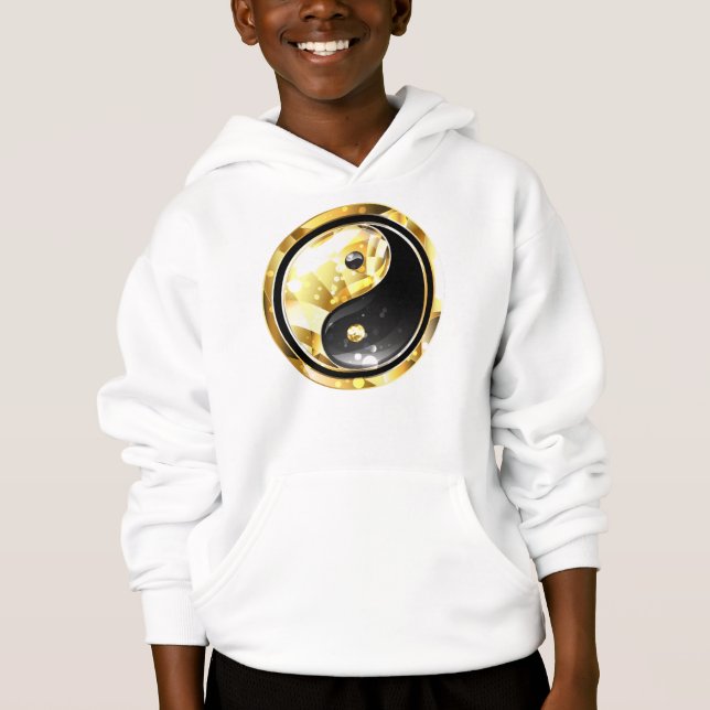 Camiseta Dourado Yin Yang a preto (Frente)