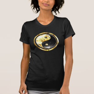 Camiseta Dourado Yin Yang a preto