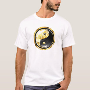 Camiseta Dourado Yin Yang a preto