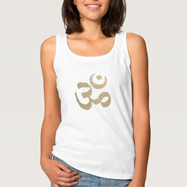 Camiseta Dourado Yoga Om Sinal (Frente)